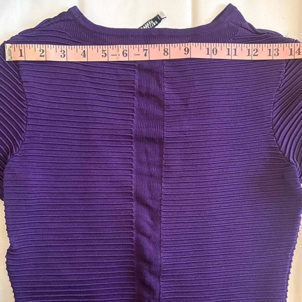 Versace Collection Purple Ribbed Short Sleeve Top | Size 40 - Picture 12 of 14